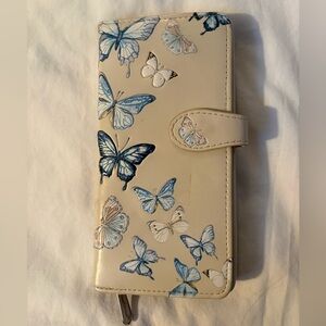 Chic Butterfly Print Beige Wallet